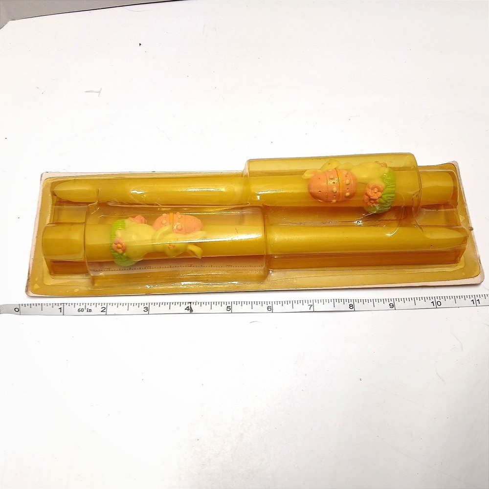 Vintage 1982 Avon Easter Surprise Fragranced Taper Candles Set of 2 Yellow Bunny
